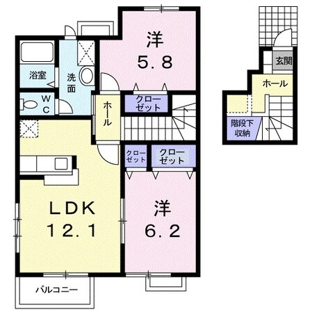 グリシーヌ・パレII　Ｂ棟の物件間取画像